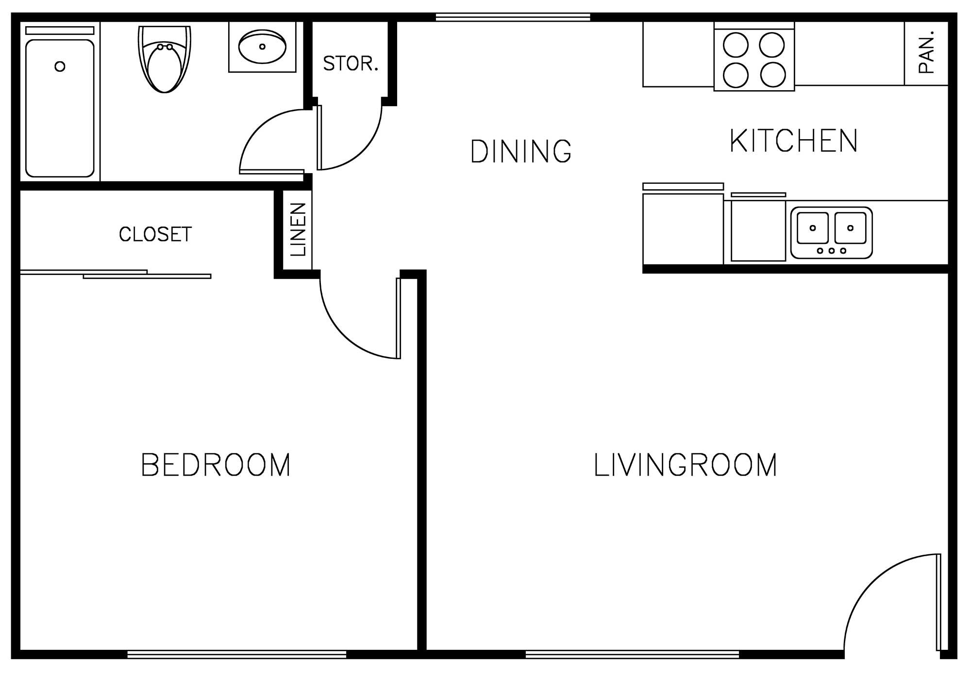 Burke Apartments 1 Bedroom Floorplan
